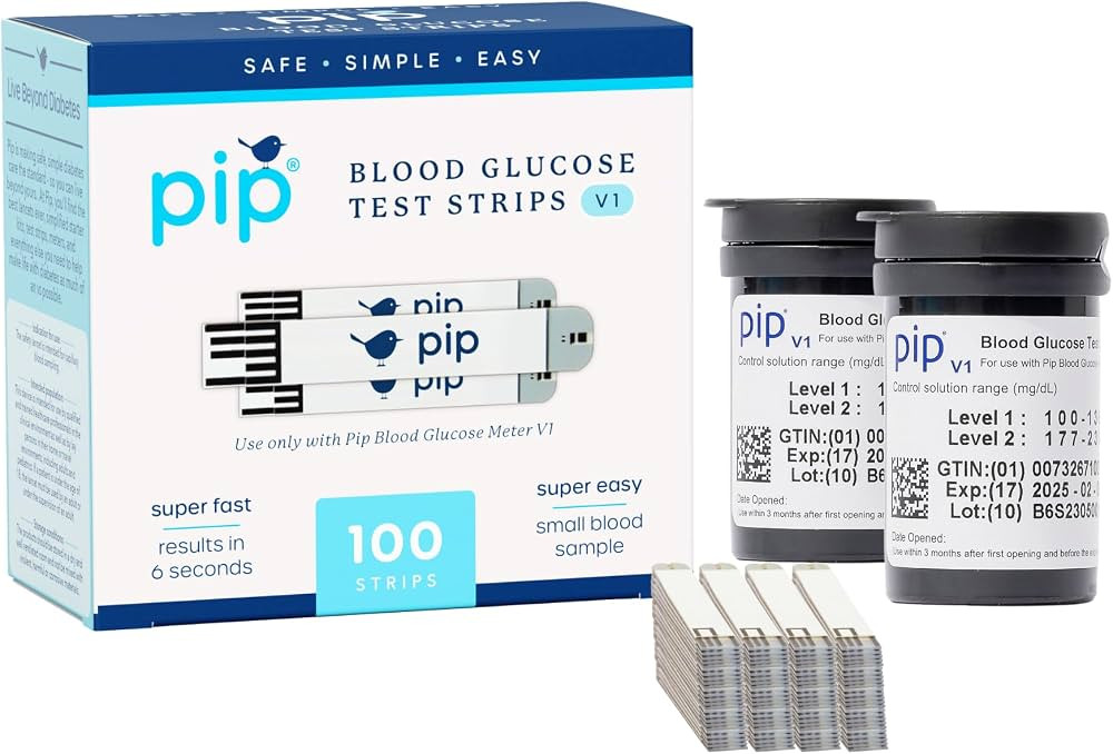 Pip V1 Blood Glucose Test Strips for the Pip V1 Glucose Monitor, 100 Count | Amazon (US)