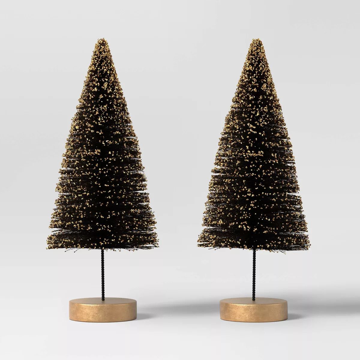 2pc 6" Glittered Sisal Christmas Bottle Brush Tree Set - Wondershop™ Black | Target