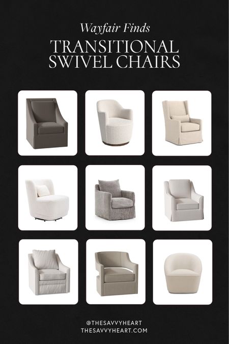 Contemporary, traditional, modern swivel, accent, arm chairs from Wayfair. For all budgets.