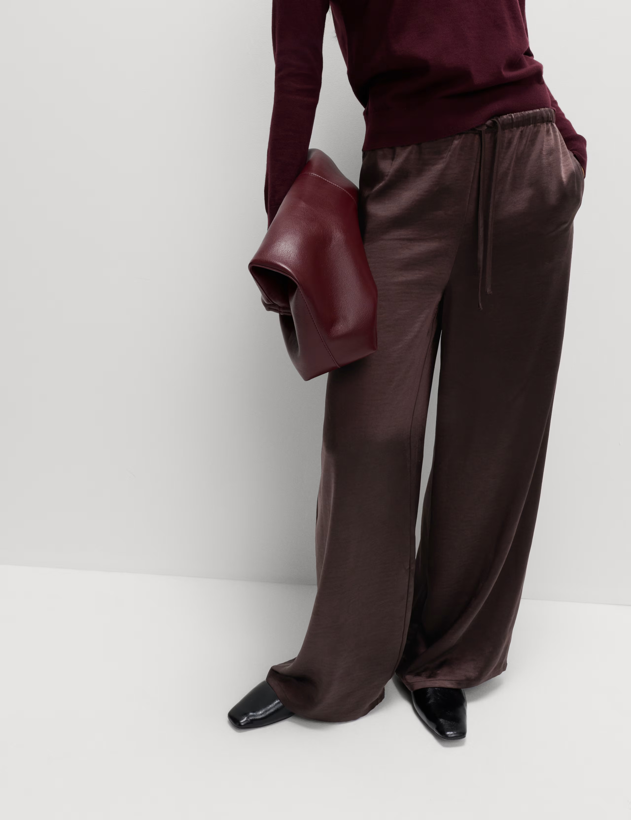 Satin Drawstring Wide Leg Trousers | Marks & Spencer (UK)