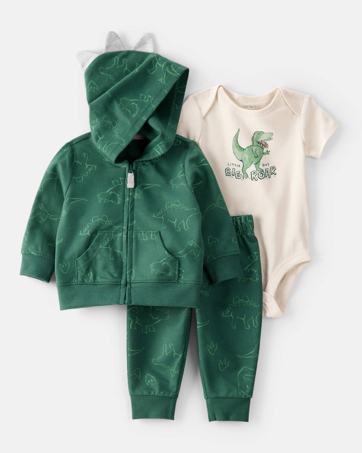 Baby 3-Piece "Little Guy Big Roar" Dinosaur Jacket Outfit Set - Green/Ivory - Carter's | Carter's | Carter's Inc