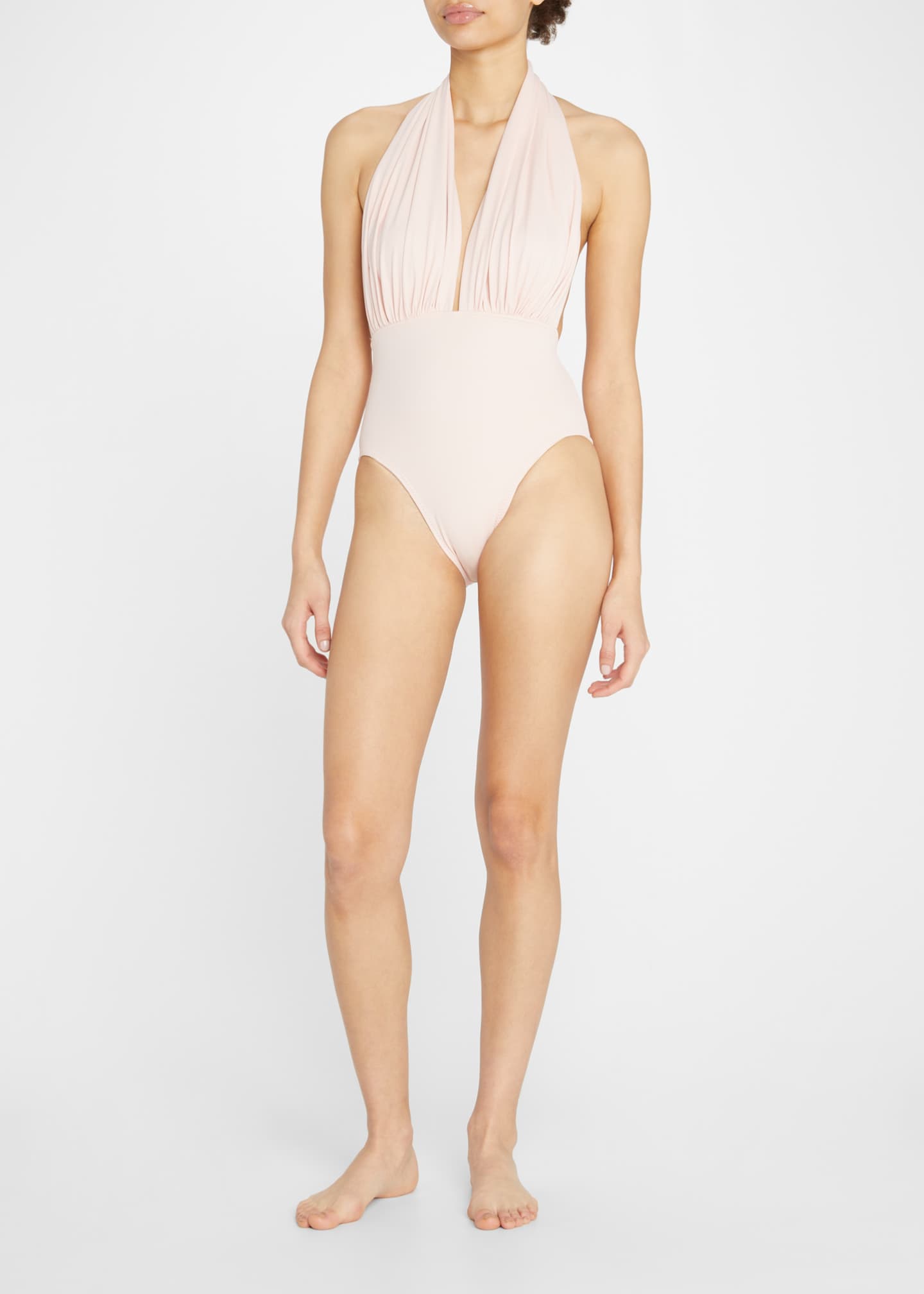 Norma Kamali Halter Low-Back One-Piece Swimsuit | Bergdorf Goodman