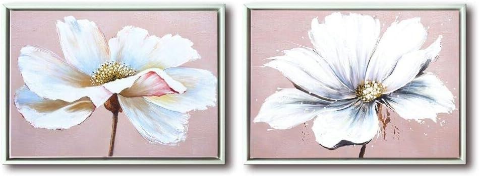 Large Modern Framed Wall Art Decor Flower Canvas Print Painting Picture with Hand Painted Texture... | Amazon (US)