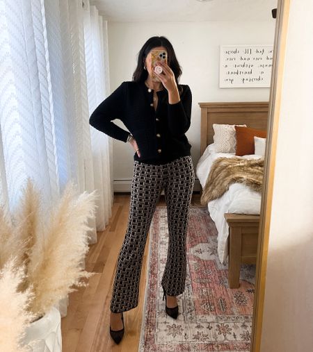 Patterned flare knit pants (medium) and black knit cardigan (small) … SUGARED15 for 15% off

#LTKstyletip #LTKSeasonal #LTKHoliday