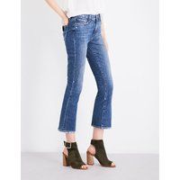 Paige Denim Colette distressed flared cropped high-rise jeans, Women's, Size: 25, Lexington | Selfridges