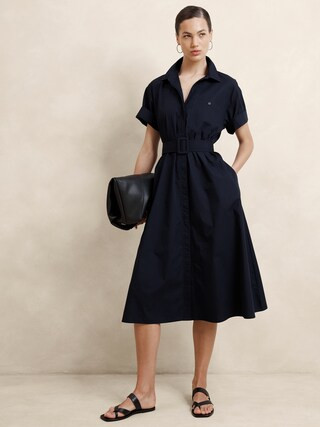 Poplin Midi Shift Shirtdress | Banana Republic Factory