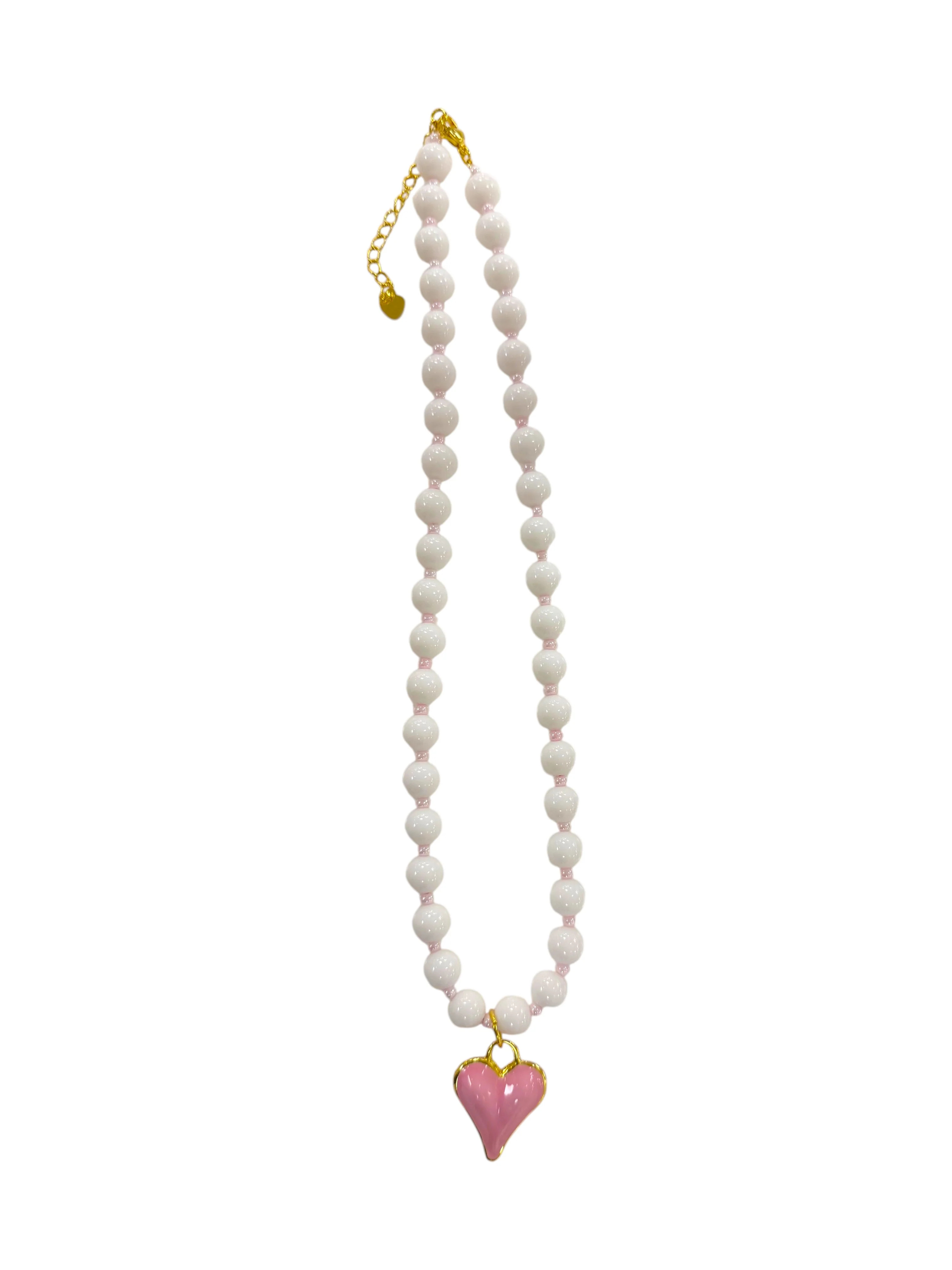 The Lovie Necklace- Pink and White | Cocos Beads and Co