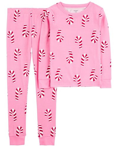 Carter's Girls Christmas 2-Piece Snug Fit Cotton Pjs, Candy Cane, 3T | Amazon (US)