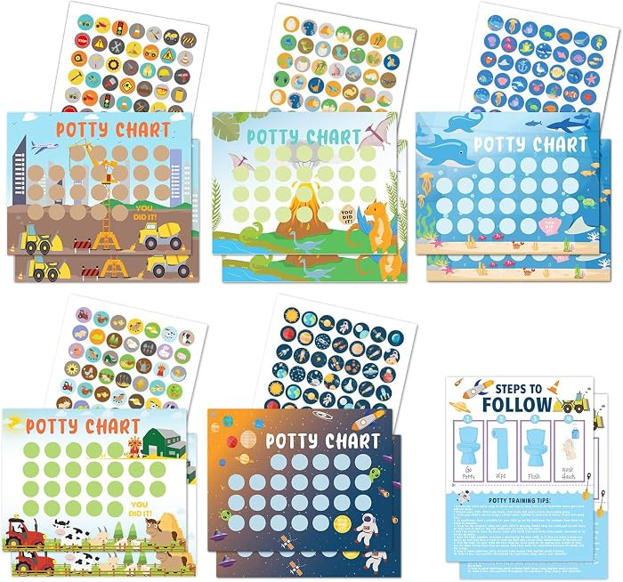 Potty Training Chart for Toddler 5 Fun Styles 17 PCS Potty Chart for Boys with 315 Stickers for K... | Amazon (US)