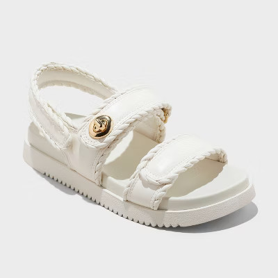 Women's Tilly Platform Footbed Sandals - A New Day™ Off-White 9.5: Cushioned Insole, Hook & Loop Closure | Target