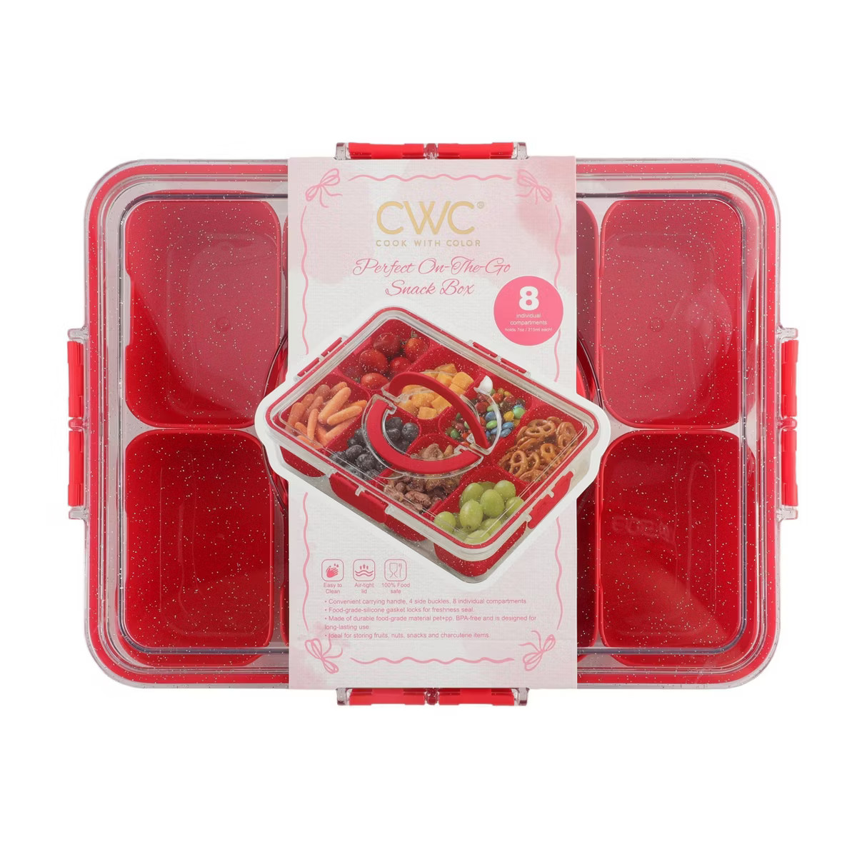 Cook With Color Sparkle Snack Box Food Storage Container Red | Target