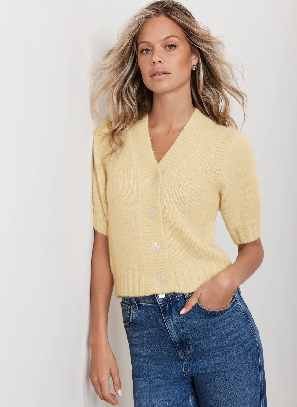 Pink Wool Blend Knit Cardigan | Mint Velvet