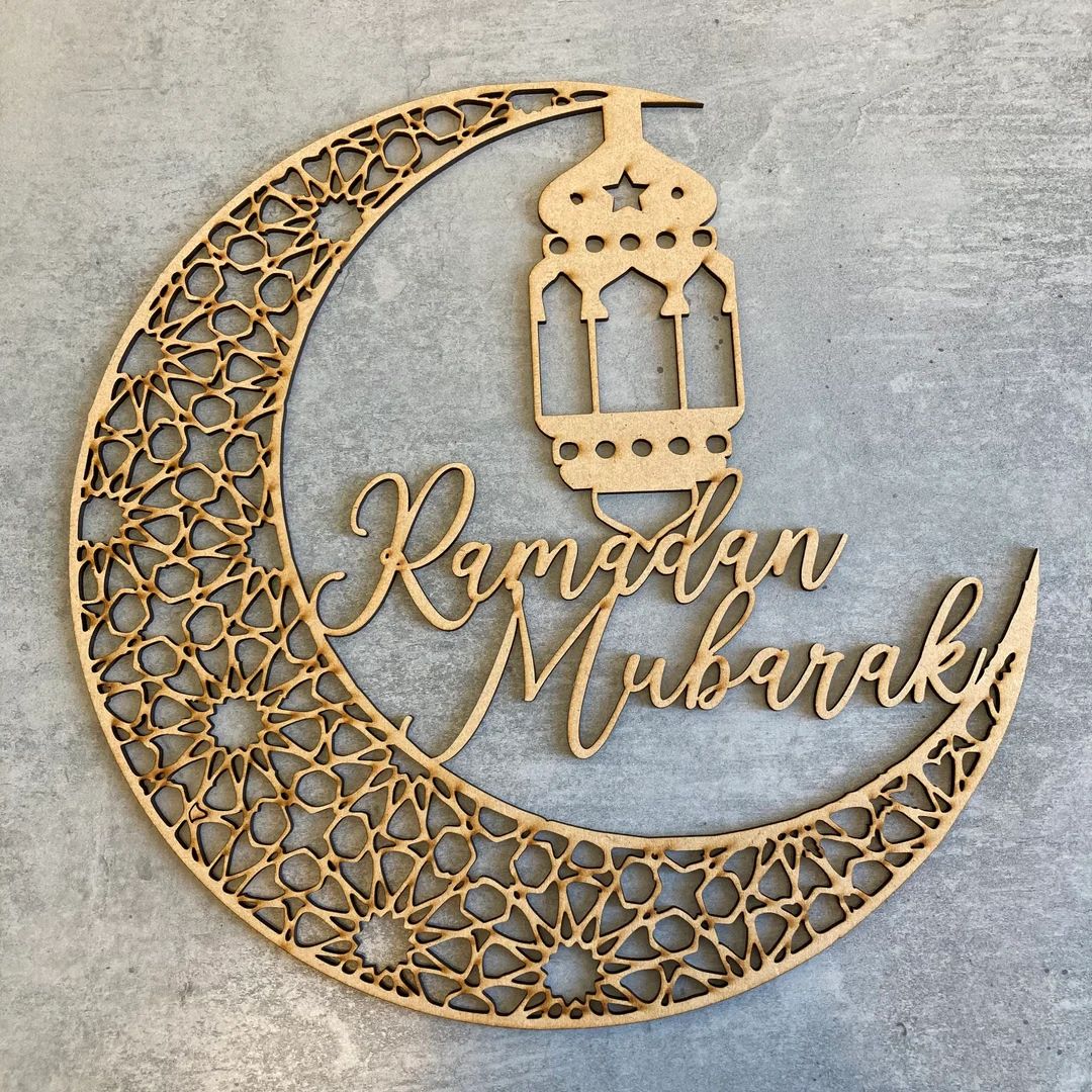 MDF Laser cut Ramadan Mubarak Wooden Sign - Painted or Unpainted - Eid | Etsy (UK)