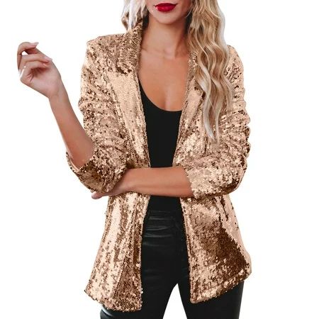wendunide coats for women Women Sequins Blazer Sequin Shimmer Jacket Casual Long Sleeve Glitter Part | Walmart (US)
