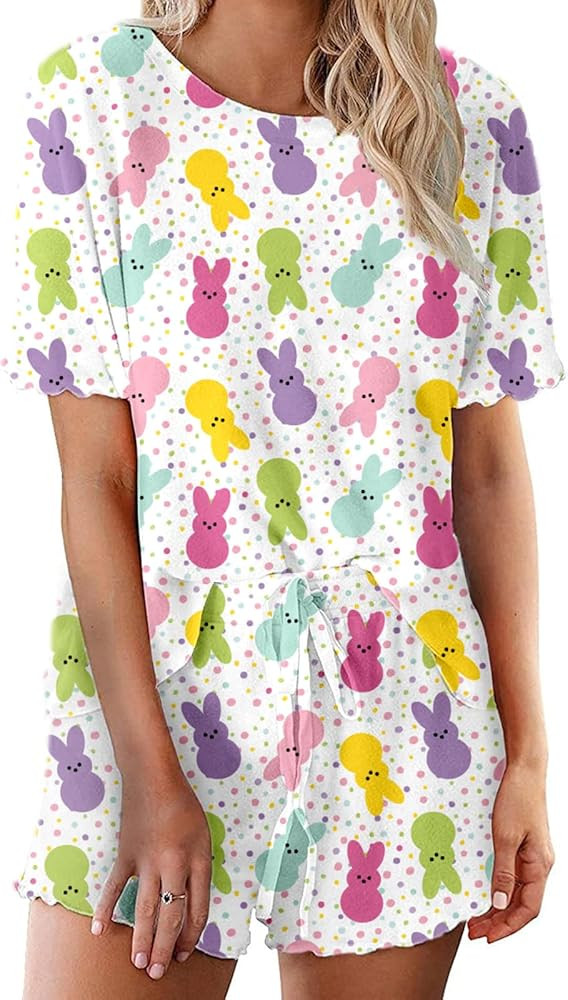 Roshop 4th of July Women's Ruffle Short Sleeve Tops and Shorts American Flag Star Stripes Patriot... | Amazon (US)