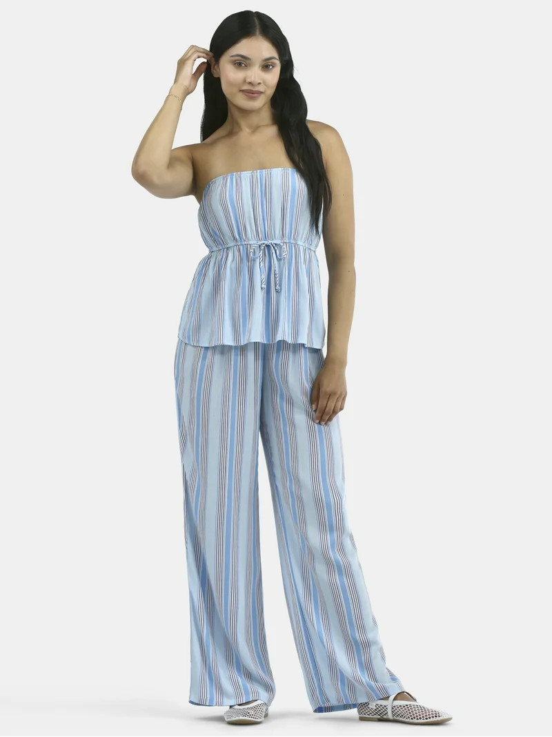No Boundaries Tube Top and Palazzo Pants Set, 2-Piece, Women's | Walmart (US)