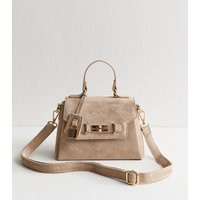 Mink Faux Suede Mini Turn Lock Crossbody Bag New Look | New Look (UK)