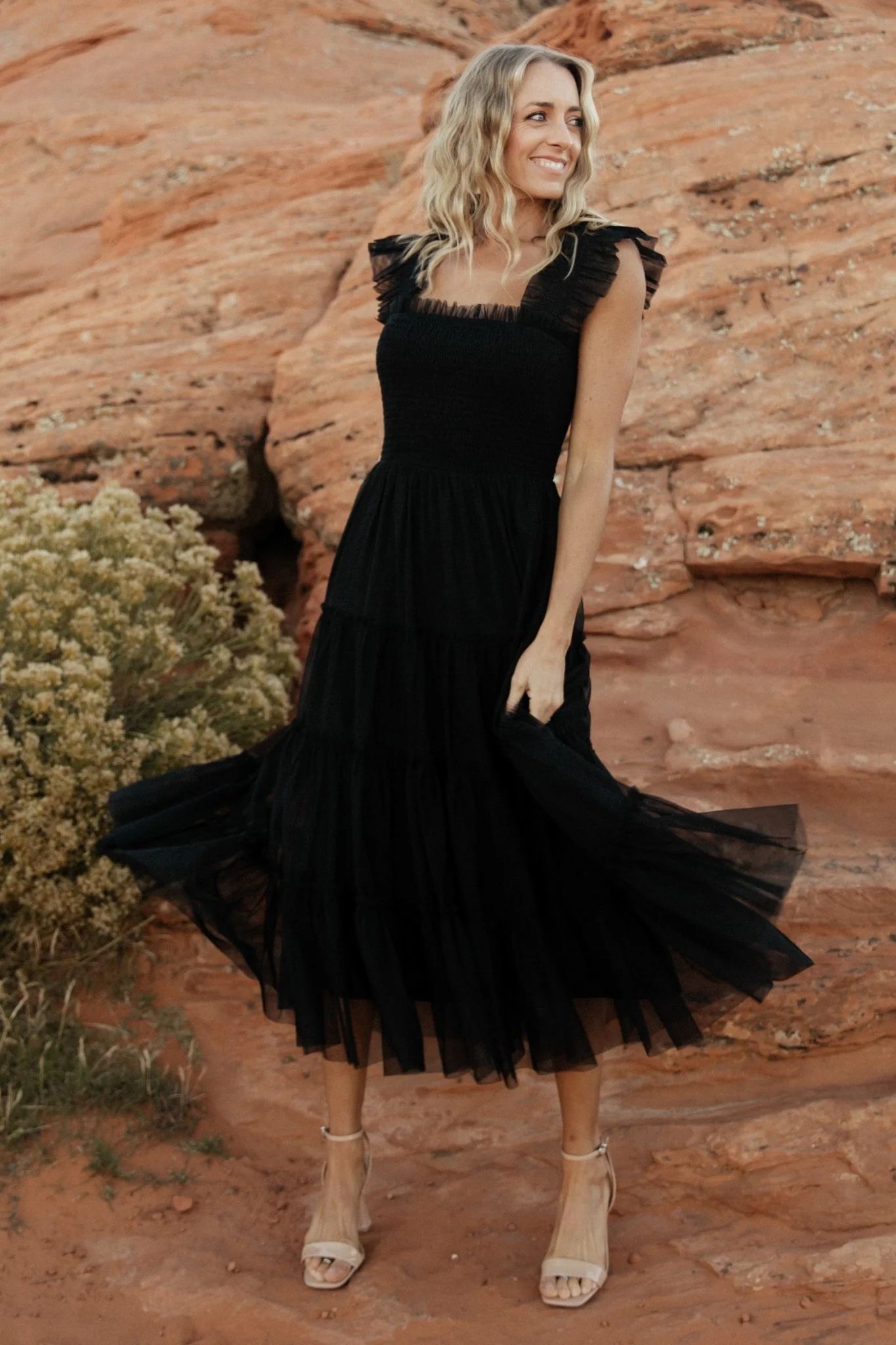 Emma Smocked Tulle Dress | Black | Baltic Born