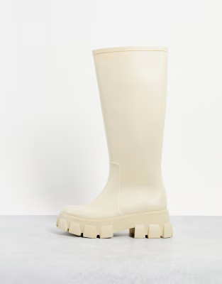 ASOS DESIGN Gracie chunky knee high gumboots in off white | ASOS | ASOS (Global)