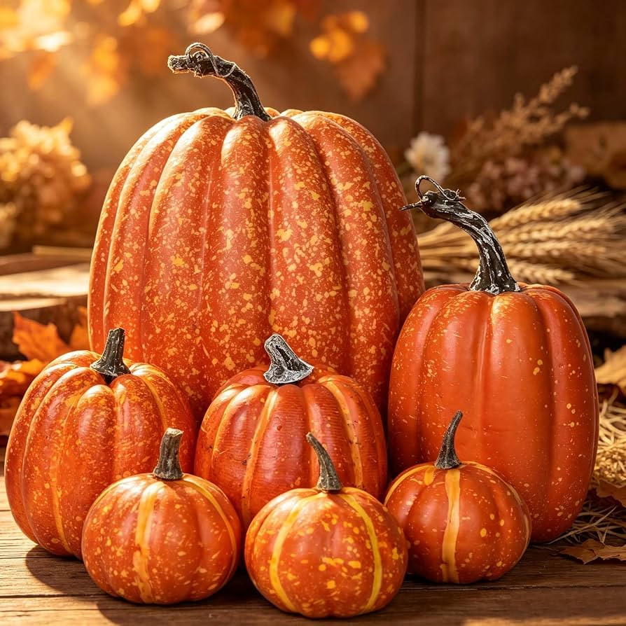 DearHouse 7Pcs Thanksgiving Artificial Pumpkin Home Decoration Sets, Artificial Vegetables Pumpki... | Amazon (US)