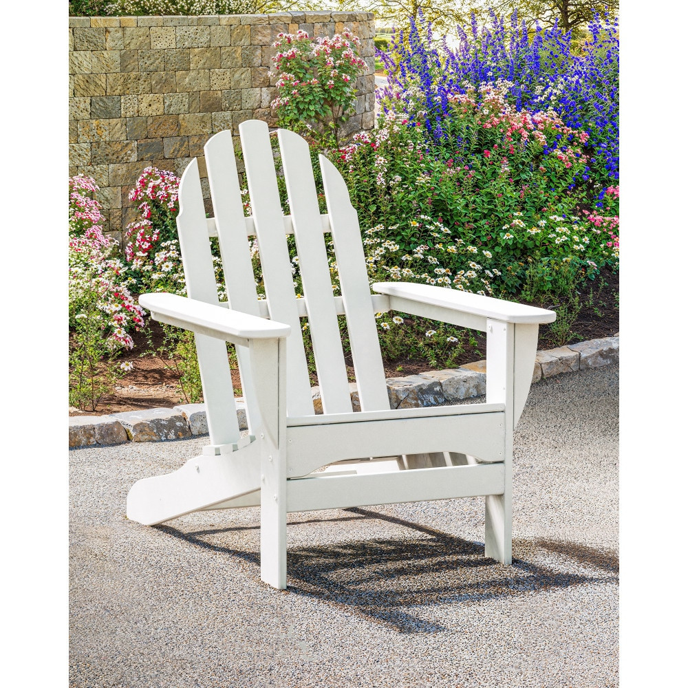 POLYWOOD Classic Adirondack White HDPE Frame Stationary Adirondack Chair with Slat Seat one_size | AD4030WH | Lowe's