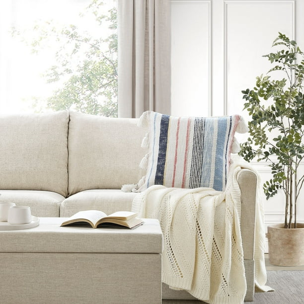 Better Homes & Gardens, Multi Stripes & Tassels Throw Pillow, Multi, 20" x 20", Square, 1 Piece | Walmart (US)