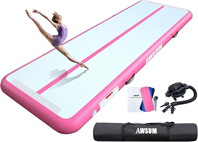 AWSUM Inflatable Air Gymnastics Mat 10ft/13ft/16ft/20ft/23ft Training mat 4/8 inches Thick tumbli... | Amazon (US)