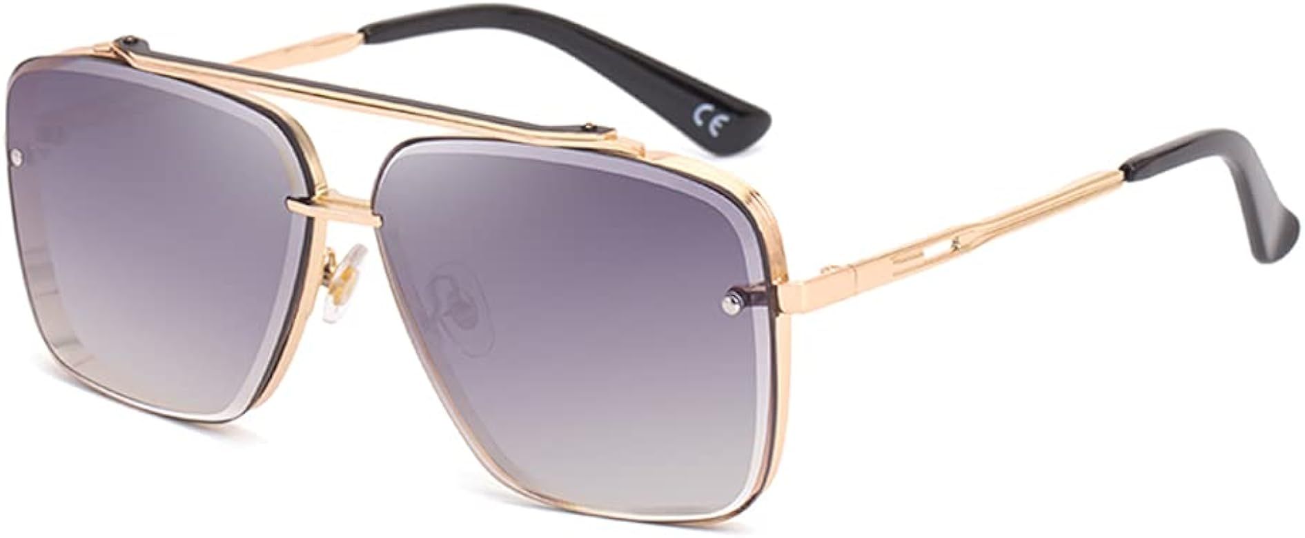 Square Aviator Sunglasses for Men and Women Fashion Metal Vintage Gradient Shades Sunglasses UV400 P | Amazon (US)