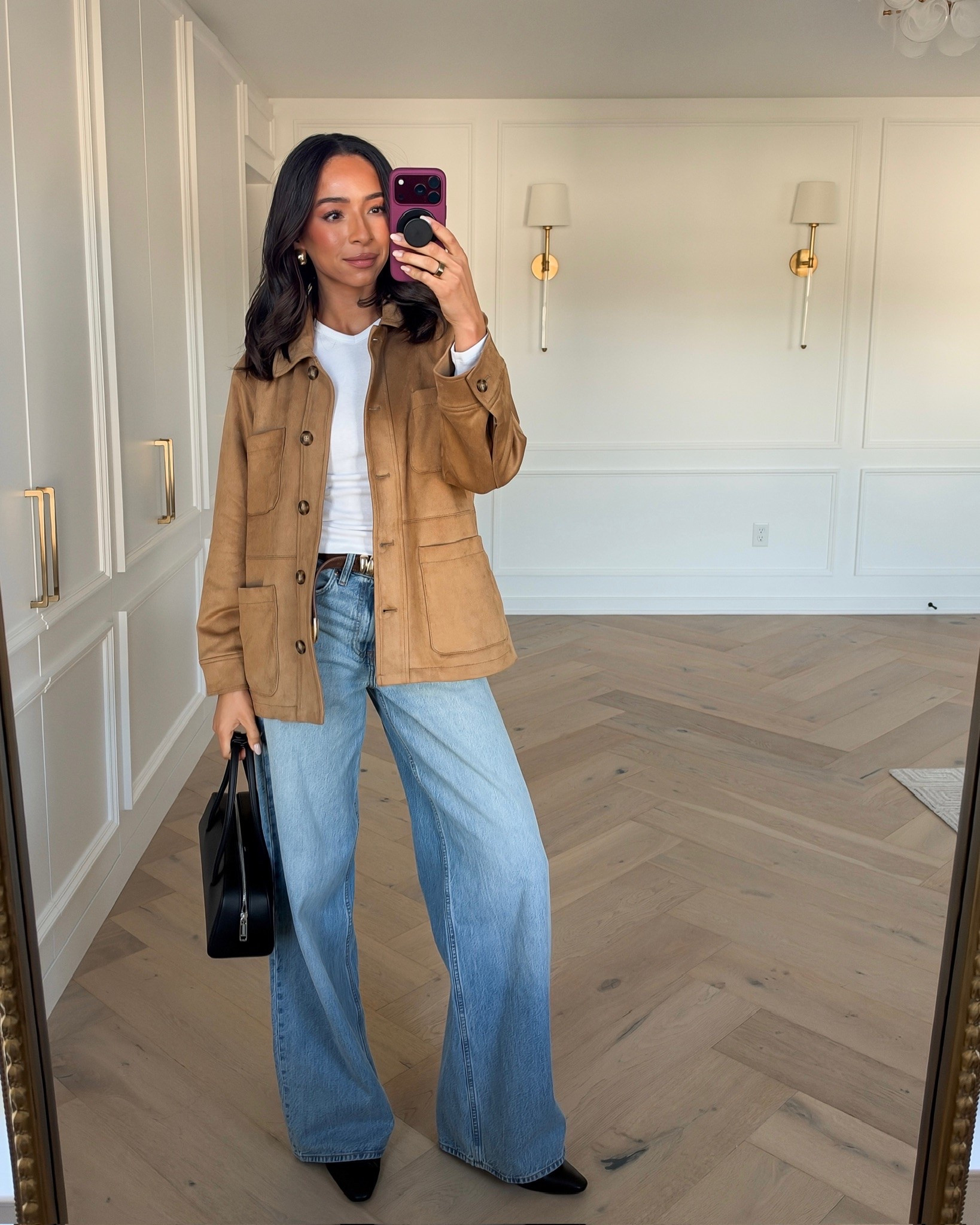 Use code AFLTK for an extra 20% OFF Abercrombie!! Select sweaters & sweatshirts are up to 30% off and the code stacks on top!! Wearing size S white longsleeve shirt, size S vegan suede shirt, and size XS long jeans 

Abercrombie sale, Abercrombie code, fall outfits, fall fashion, fall sweaters, cashmere sweater, roll neck sweater