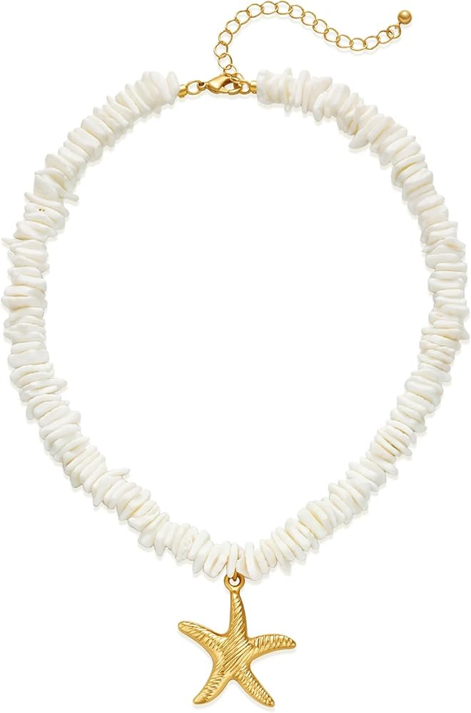 WOWORAMA Gold Necklace for Women Boho Spiral Conch Shell Necklace Starfish Necklace Vintage Ocean... | Amazon (US)