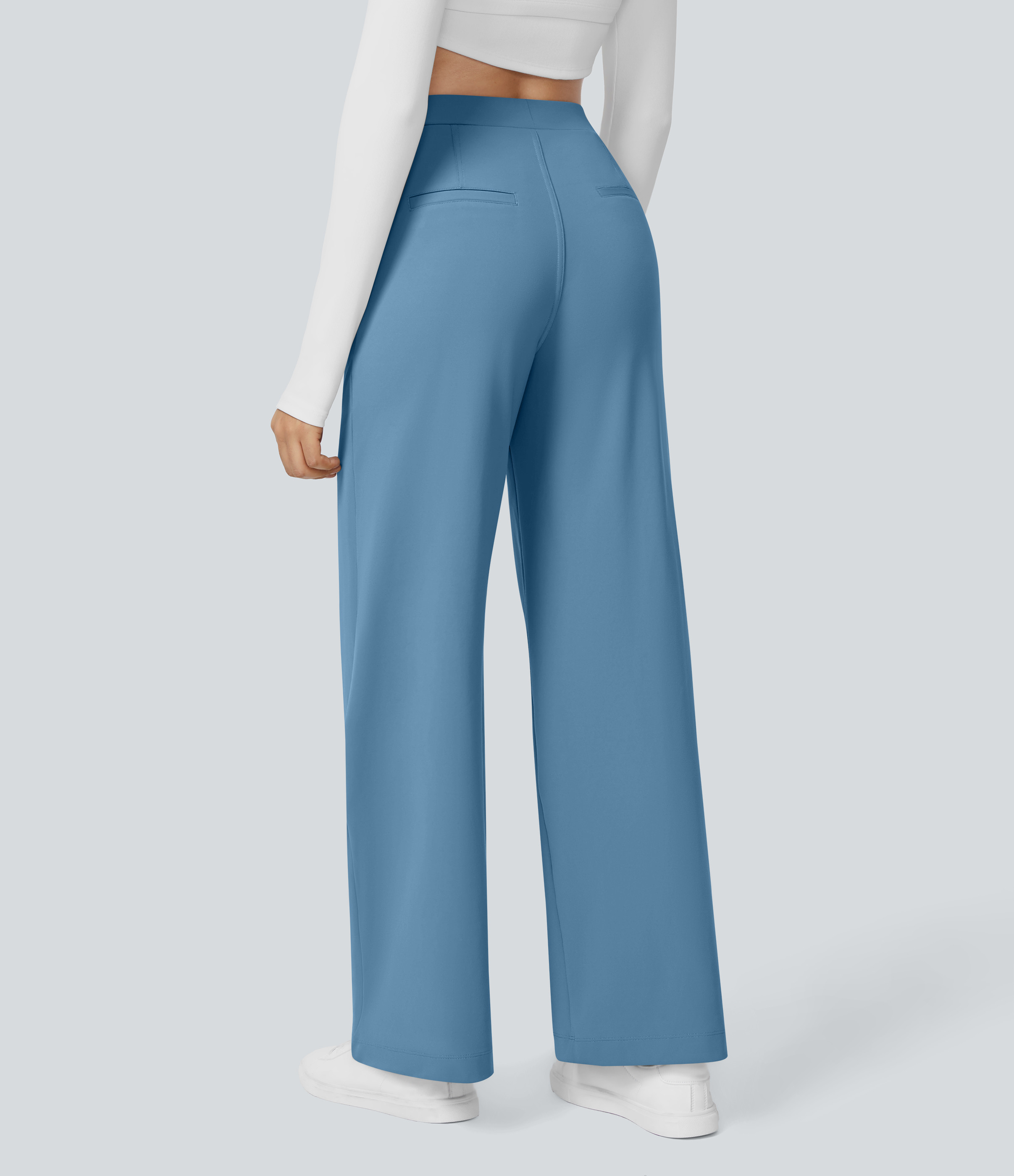 Halara Halara Flex™ High Waisted Pocket Straight Leg Work Pants - Light Azure - XL(regular) sweatpants jogger pants stacked sweatpants | HALARA