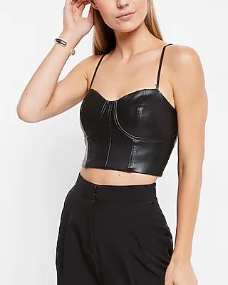 Body Contour Faux Leather Corset Cropped Top | Express