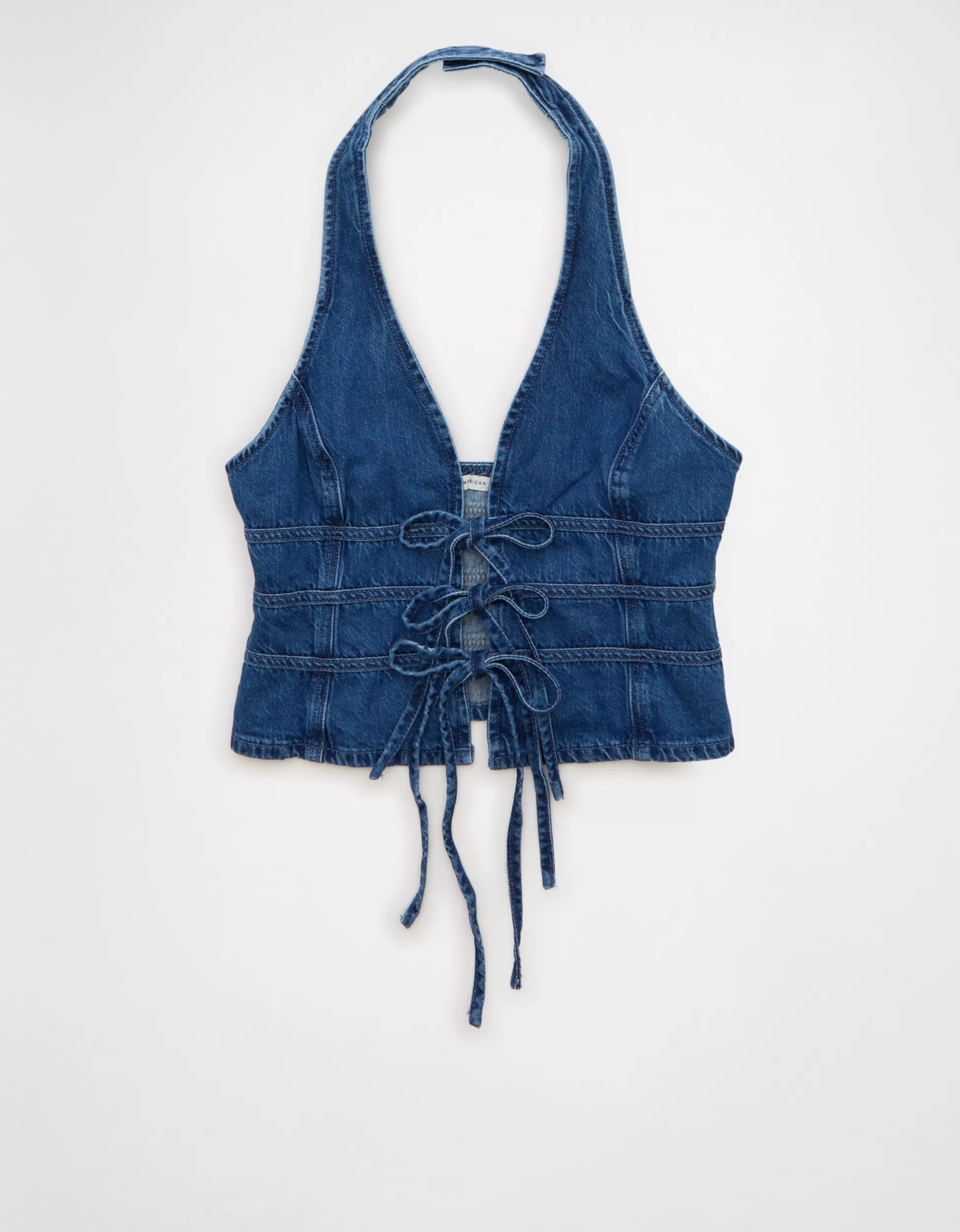 AE Denim Bow-Front Vest | American Eagle Outfitters (US & CA)