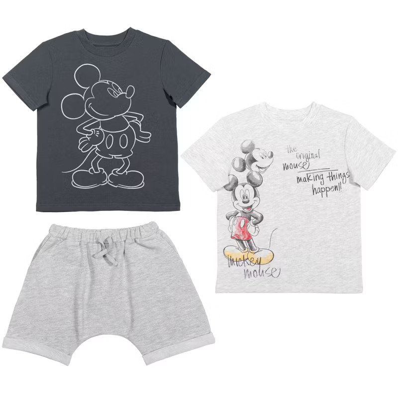 Disney Mickey Mouse T-Shirt and Shorts Outfit Set Grey / Oatmeal | Target