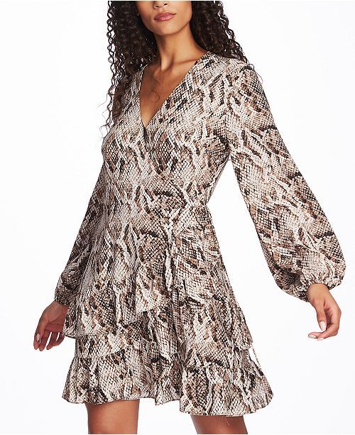 Ruffled Snake-Print Wrap Dress | Macys (US)