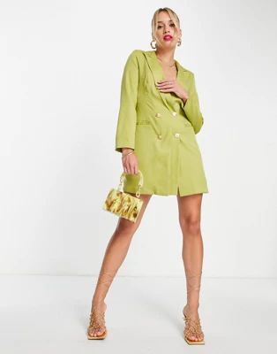 Extro & Vert fitted mini blazer dress in olive | ASOS (Global)