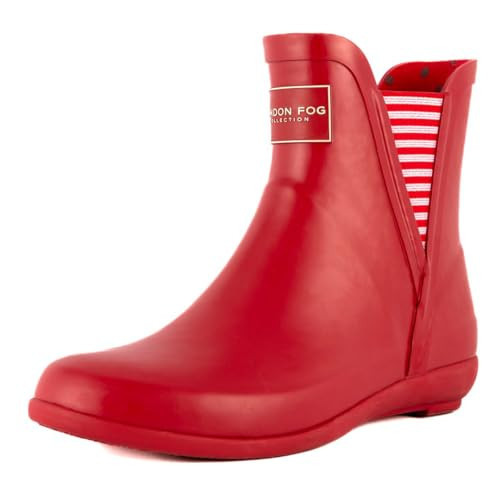LONDON FOG Womens Piccadilly Rain Boot red stripe 11 M US | Amazon (US)