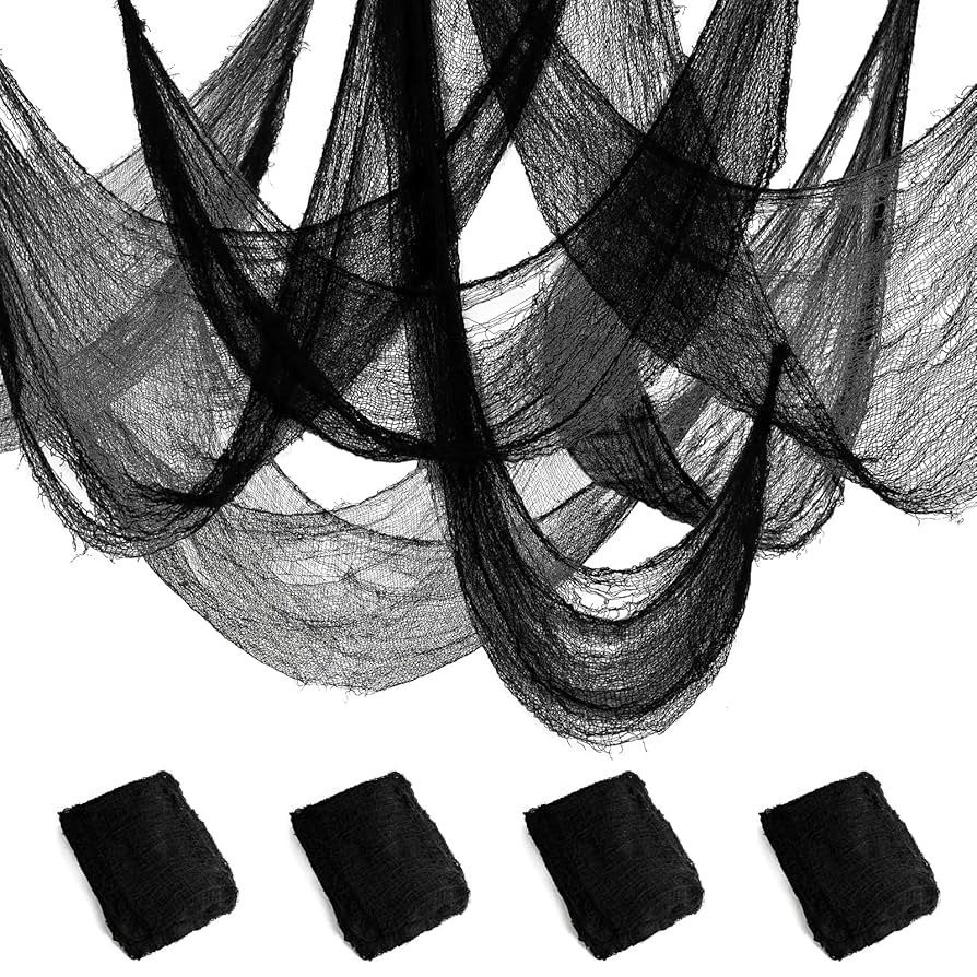 4 Pack Halloween Creepy Cloth Decorations, 30 x 72 inch Black Gauze Halloween Decor, Scary Black ... | Amazon (US)