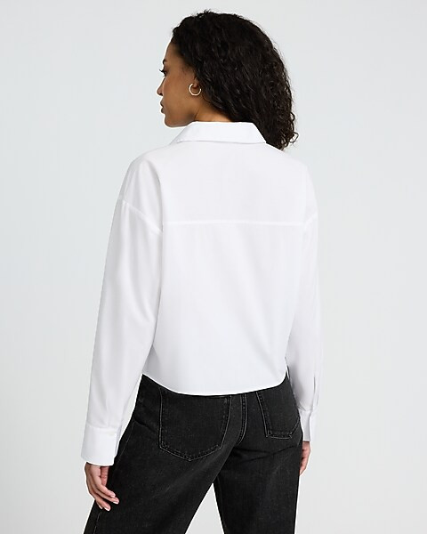 Stretch Cotton Poplin Cropped Shirt | Express