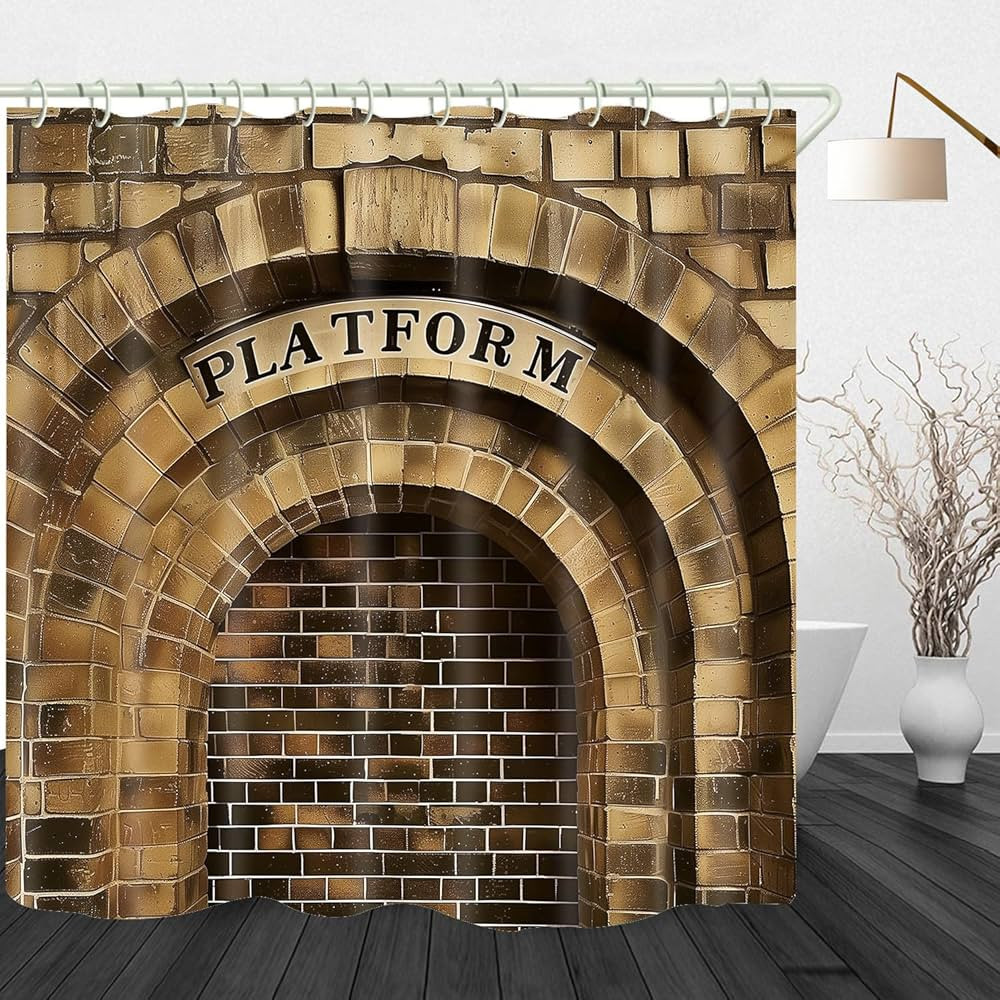 Vintage Platform Shower Curtain of King's Cross Station Secret Passage to Magic School Decorative... | Amazon (US)