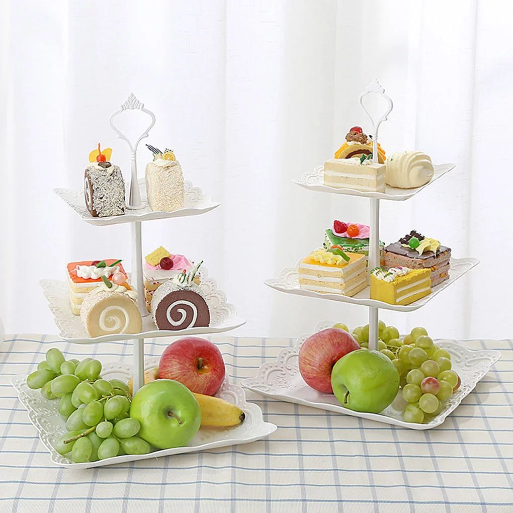Three Layer PP Fruit Tray Cake Stand Vegetable Storage Rack Candy Plate Dessert Serving Tray | Walmart (US)