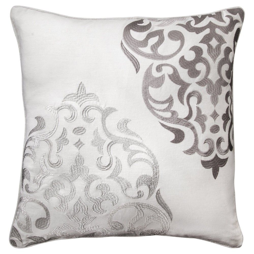 Hope Embroidered Medallion Throw Pillow (20""x20"") Gray - Mudhut | Target
