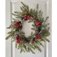 Christmas Front Door Wreath. Gift Rustic Wreath, Evergreen. Winter Greenery Berry Pinecone Wreath.farmhouse Wreath | Etsy (US)