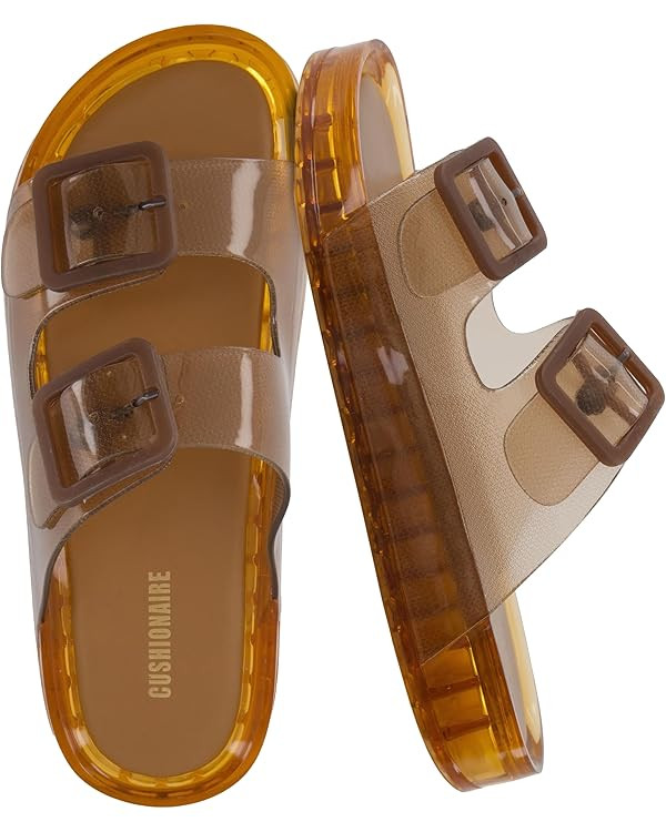 CUSHIONAIRE Pool Slides For Women Waterproof Double Buckle Adjustable Slip-On Womens Sandals For ... | Amazon (US)