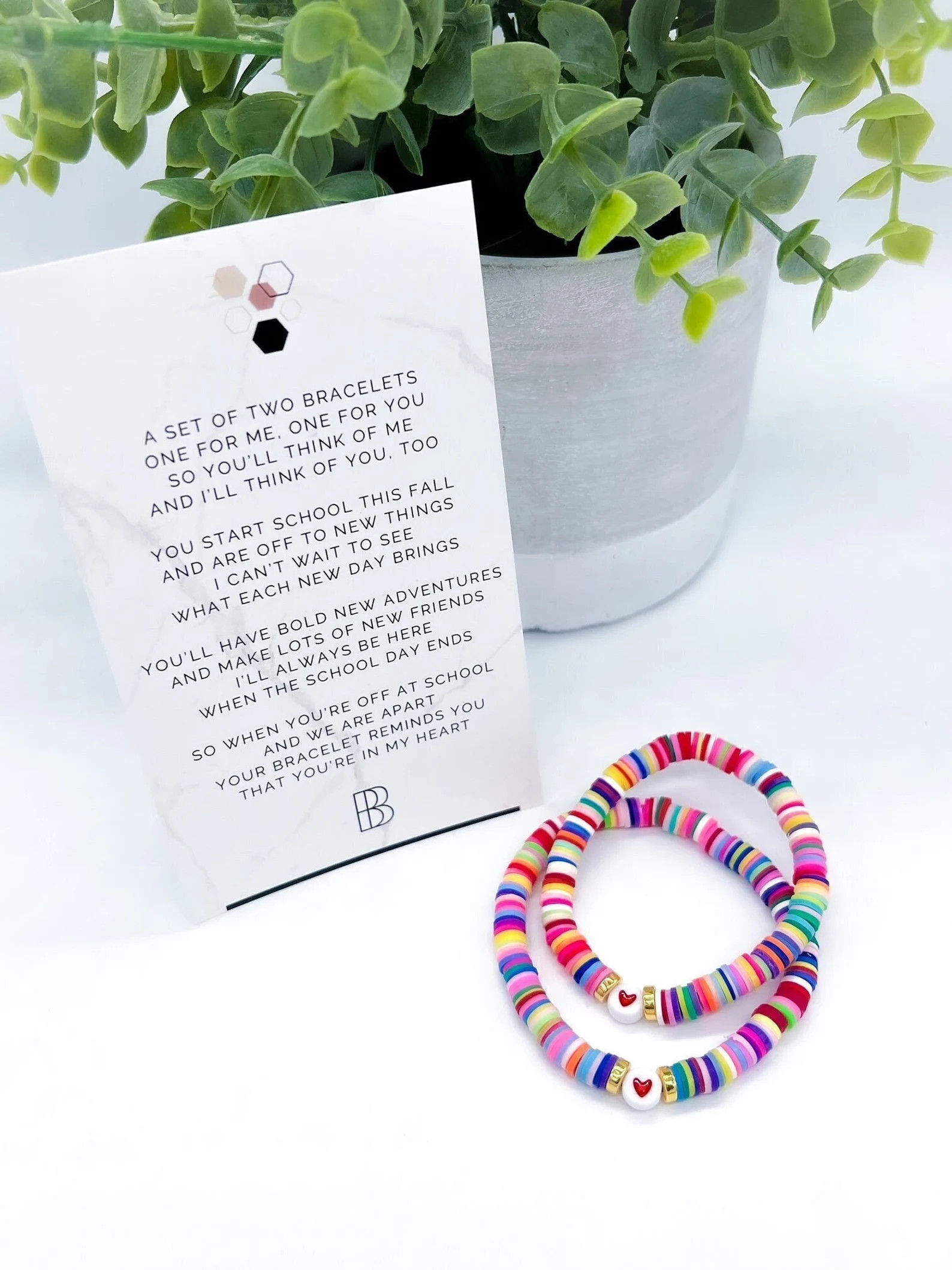 Mommy & Me Back to School Bracelet Set With Note | Matching Heart Bracelets | Etsy (US)