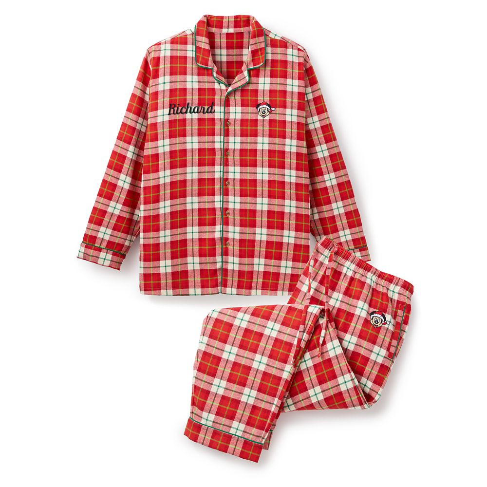 Santa Mickey Mouse Plaid Holiday Sleep Set for Men – Personalized | Disney Store