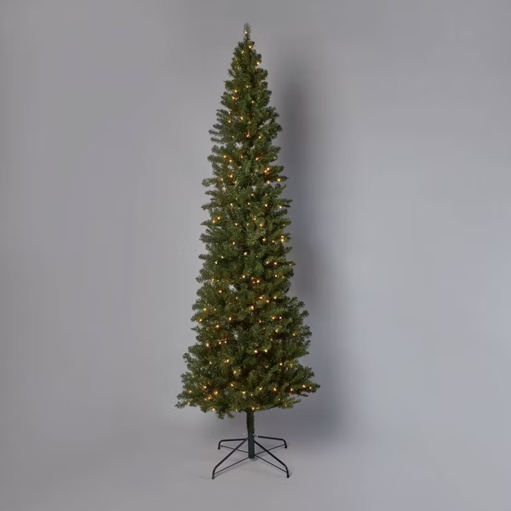 9' Pre-Lit Slim Alberta Spruce Hinged Artificial Christmas Tree Clear Lights - Wondershop™ | Target