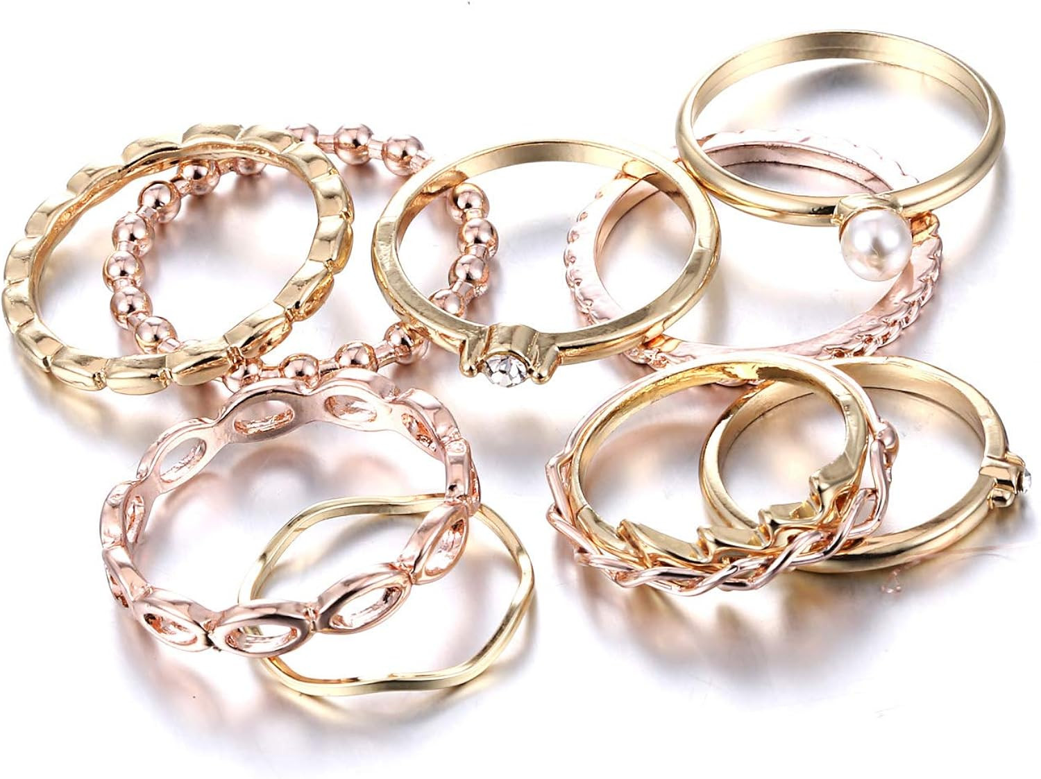 RINHOO FRIENDSHIP 10PCS Bohemian Retro Vintage Crystal Joint Knuckle Ring Sets Finger Rings | Amazon (US)
