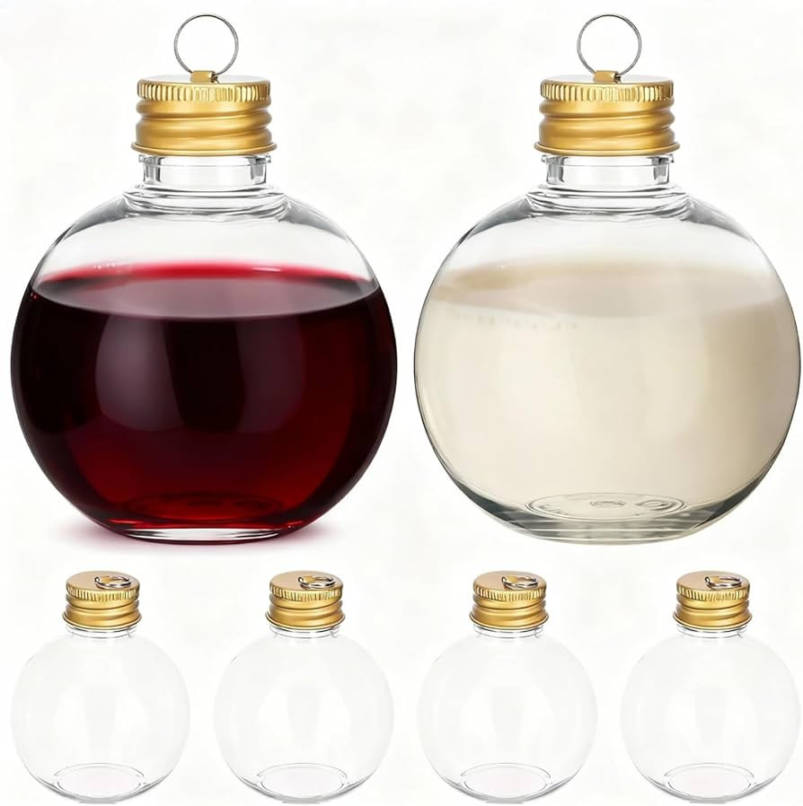 Milisten 10pcs Christmas Drink Balls Clear Juice Bottles Fillable Booze Bulbs 100ml/3.38ounce Xma... | Amazon (US)