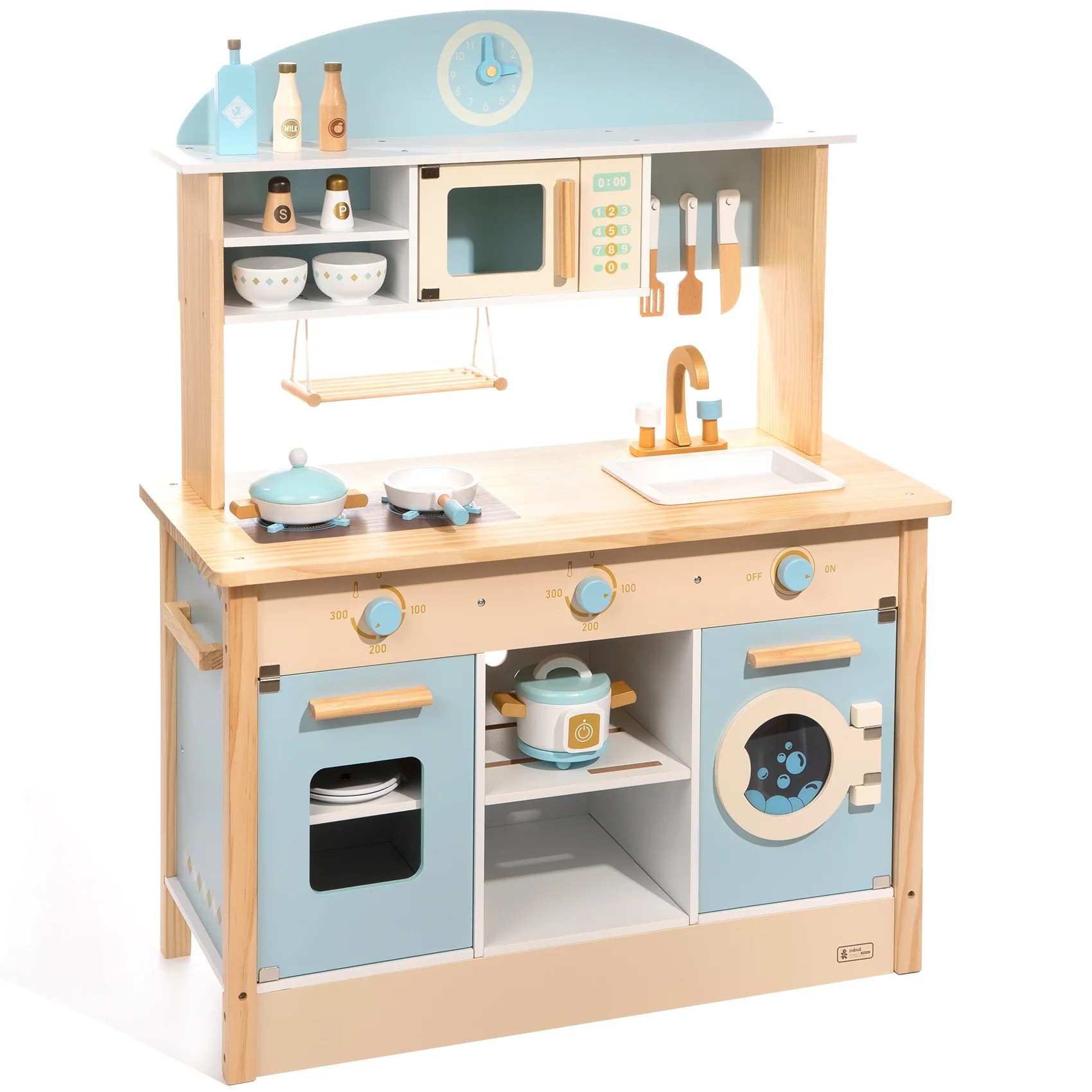 Elegant Choise Wooden Kitchen Playset with Washing machine and microwave,S - Walmart.com | Walmart (US)